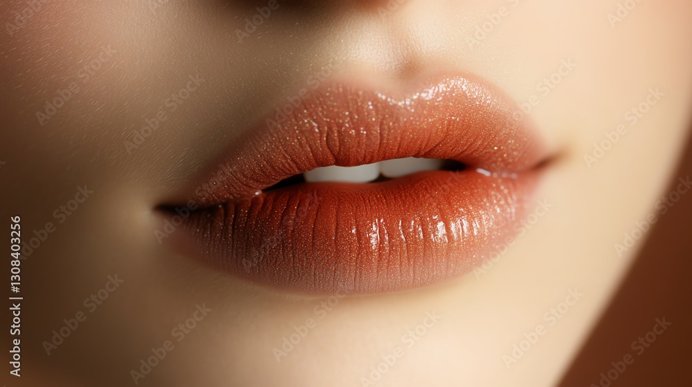 Fototapeta premium Close-up of radiant, moisturized lips.