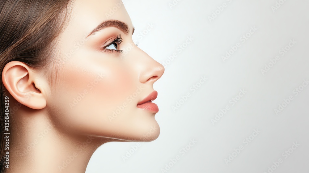 Profile portrait of a young woman with elegance. Profile portrait of a young woman with elegance.