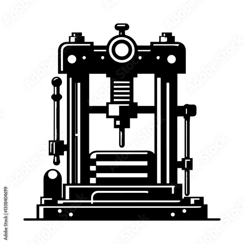Simple Flat Hydraulic Press Vector Illustration & Logo Design