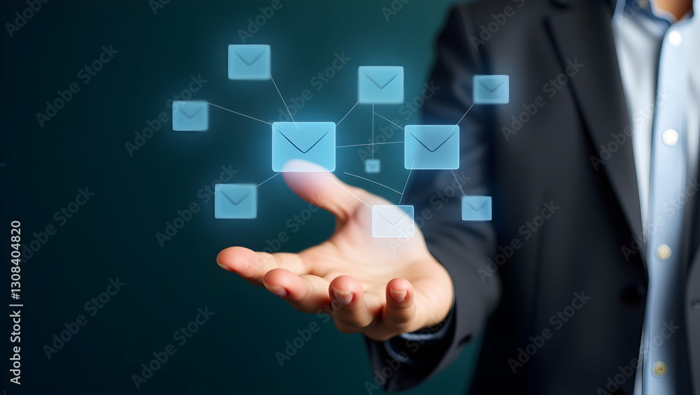 Smart notifications email and task notification icons hovering around a hand concept as Email and task notification icons floating around a hand to represent smart notification systems in Photo Stock Smart notifications email and task notification icons hovering around a hand concept as Email and task notification icons floating around a hand to represent smart notification systems in Photo Stock