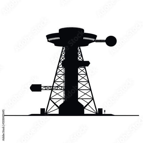 Space Elevator Concept Silhouette, Vector, Icon, Logo, White Background.