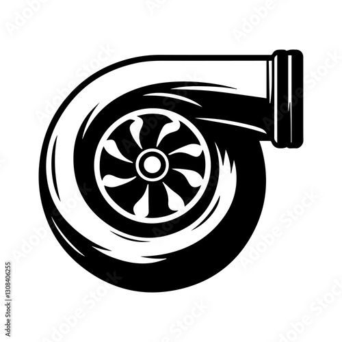 Simple Flat Turbocharger Vector Illustration & Logo Design