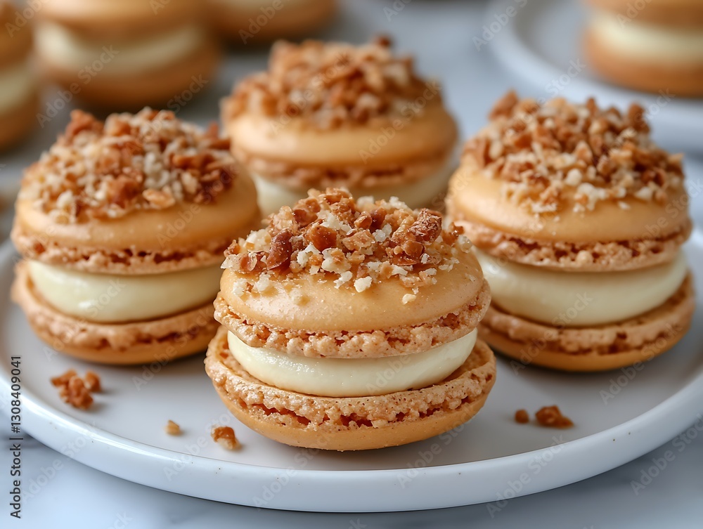 Macarons on Plate, Closeup Macarons on Plate, Closeup
