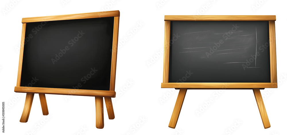 Blackboard a wooden stand, isolated on a transparent background Blackboard a wooden stand, isolated on a transparent background