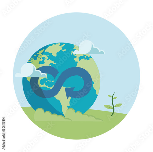 Sustainable earth concept featuring cycle symbol with environmental.