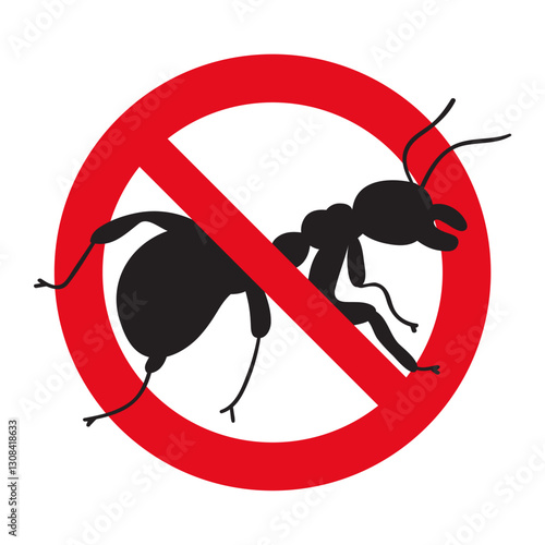 Termite stop sign. Prohibition icon. Hand drawn design. Vector illustration. White background.