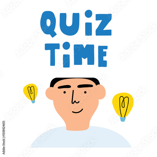 Smart person playing Quiz. Funny vector illustration on white background.