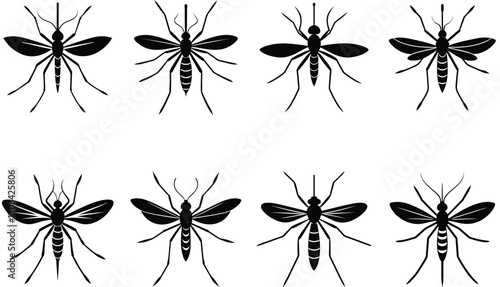 Mosquito vector shilhouette bundle Set Icon.