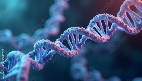 A futuristic 3D representation of CRISPR gene editing technology modifying DNA strands.
