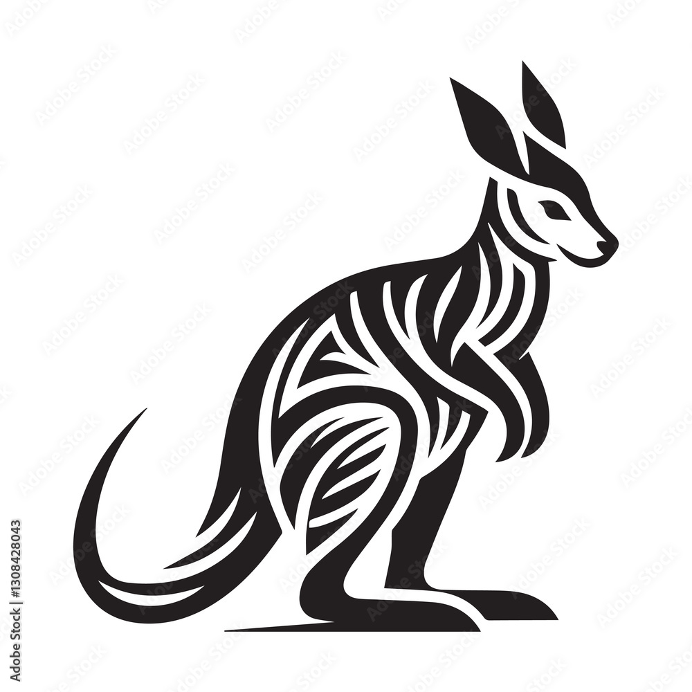 Naklejka premium Simple Wallaby Vector Icon – Vintage Logo & Retro Illustration