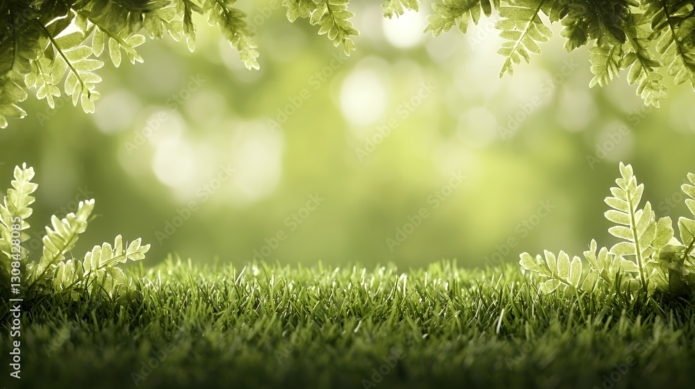Vibrant Green Grass and Lush Leaves Background Vibrant Green Grass and Lush Leaves Background