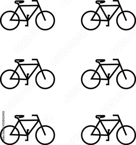 Silhouette of bicycle icons vector 