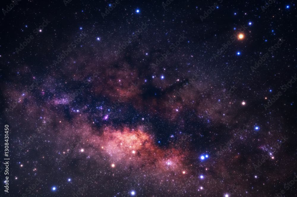 the center of milky way galaxy and starry night sky with stars, space background with stars
