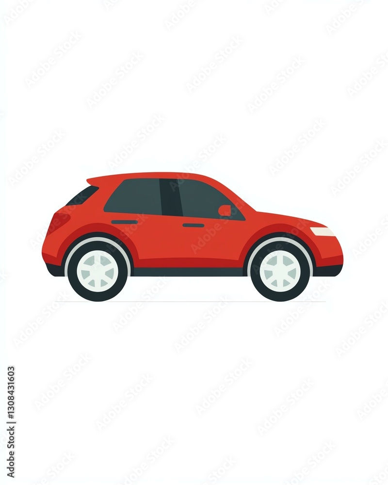 Stylish red SUV vehicle in flat design. Stylish red SUV vehicle in flat design.