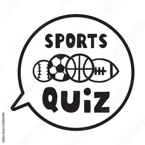 Sports quiz. Speech bubble design. Illustration on white background.