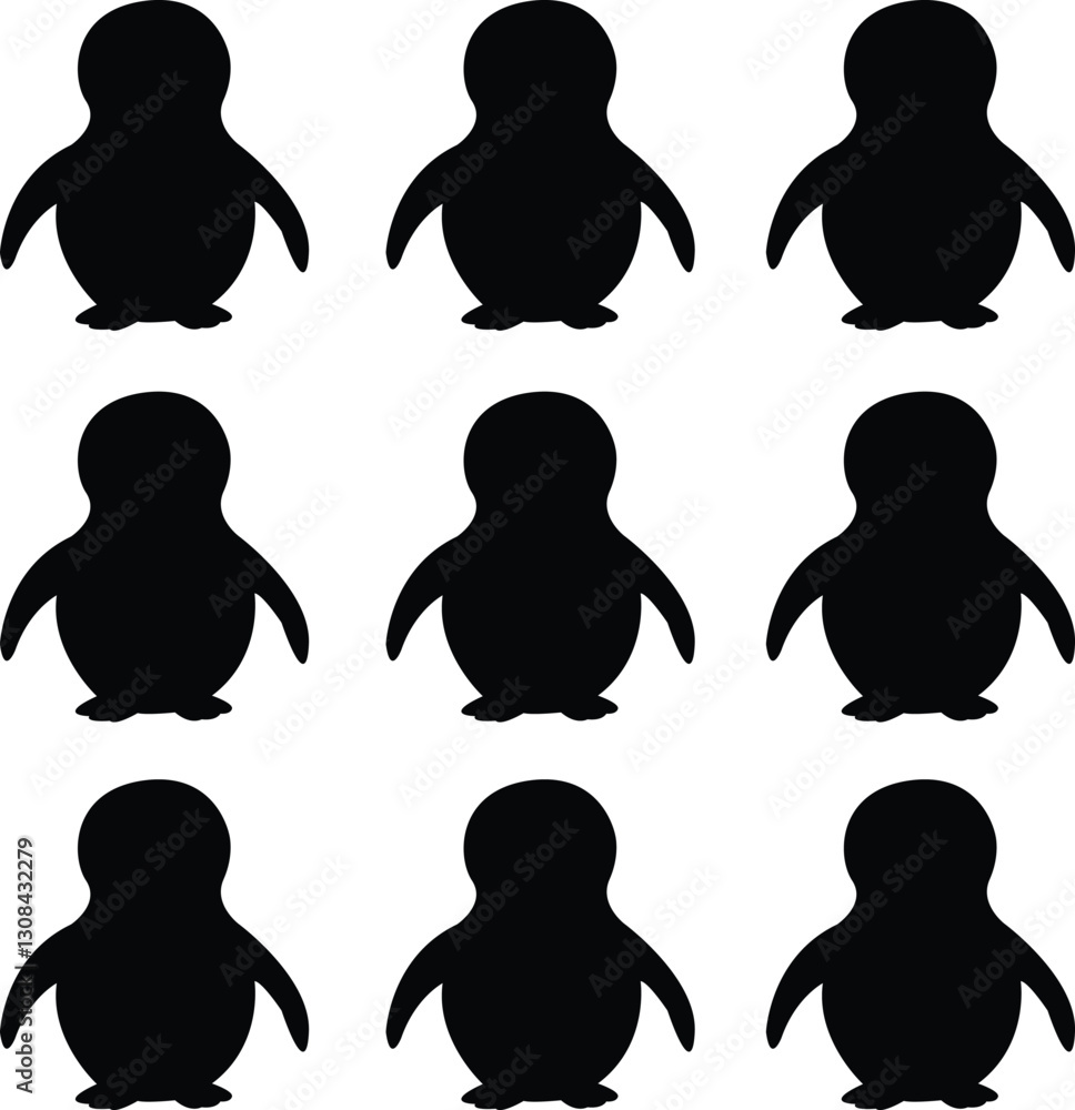 vector silhouettes of little penguin vector silhouettes of little penguin