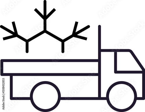 Van with Ice Minimalistic Linear Pictogram for Web and Graphic Design, Apps, Banners, Social Network and Cards