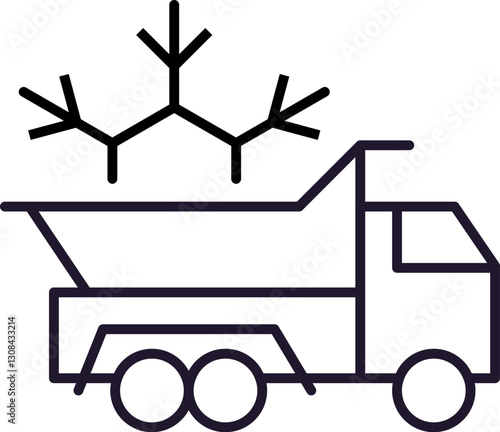 Van with Ice Minimalistic Thin Line Icon for Web and Graphic Design, Apps, Banners, Social Network and Cards