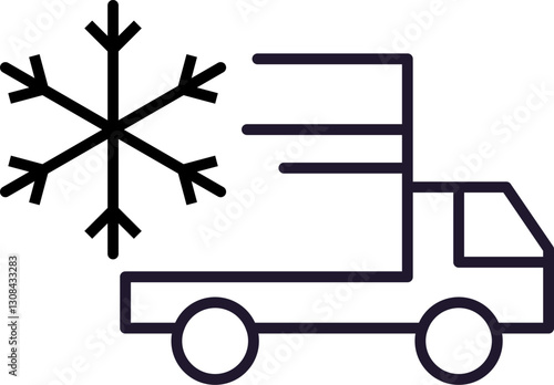 Van with Ice Minimalistic Outline Icon for Web and Graphic Design, Apps, Banners, Social Network and Cards