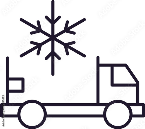Van with Ice Minimalistic Thin Outline Icon for Web and Graphic Design, Apps, Banners, Social Network and Cards