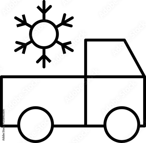 Van with Ice Minimalistic Thin Outline Icon for Web and Graphic Design, Apps, Banners, Social Network and Cards