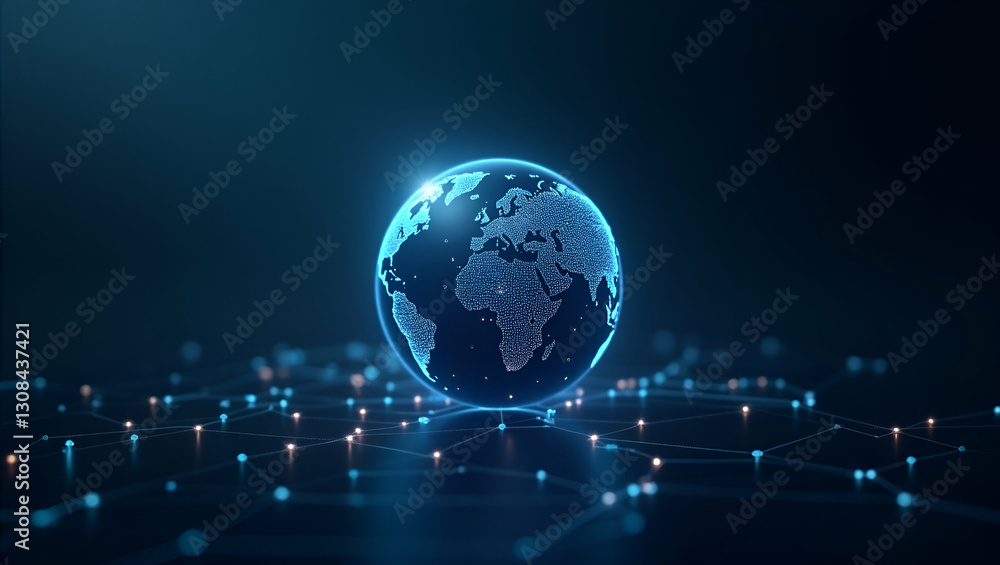 Flat Holographic Globe Illustrating B2B Analytics: Connecting Business Metrics and Statistics in a Digital Business Environment - A Cute Vector Illustration for Smart Business Insights Flat Holographic Globe Illustrating B2B Analytics: Connecting Business Metrics and Statistics in a Digital Business Environment - A Cute Vector Illustration for Smart Business Insights