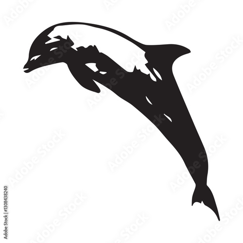Vector illustration of dolphin fish, types of carnivorous animals, on white background