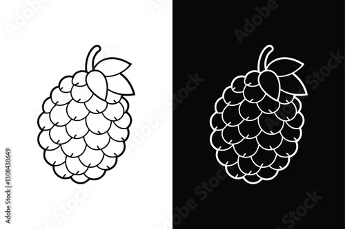 Mulberry Linear Icon Elegant Black & White Vector