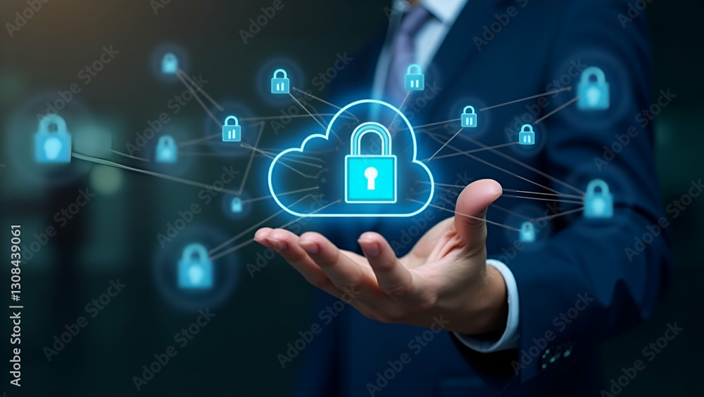 Hand Operating Holographic Interface with Cloud Storage & Security Locks: Visualizing Secure Data Backup Solutions in Stock Photo with Empty Space for Customization Hand Operating Holographic Interface with Cloud Storage & Security Locks: Visualizing Secure Data Backup Solutions in Stock Photo with Empty Space for Customization