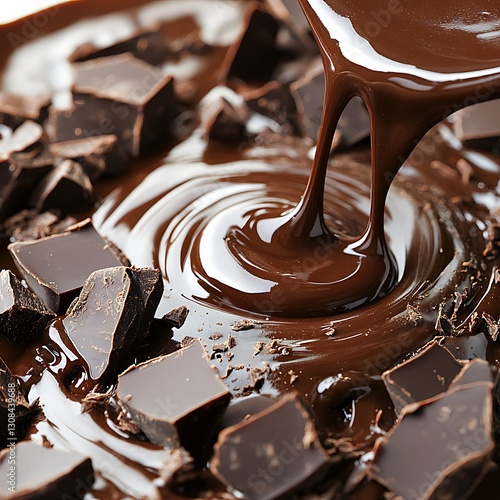 Melted chocolate poured over chunks