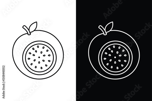 Passion Fruit line Icon Sleek Vector illustration Design