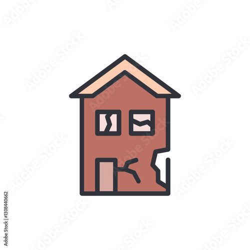 Abandoned house colored icons, minimalist vector illustration ,simple transparent graphic element .Isolated on white background