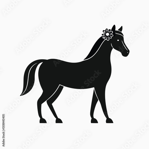 Regal Trotting Horse with Ornate Floral Design
