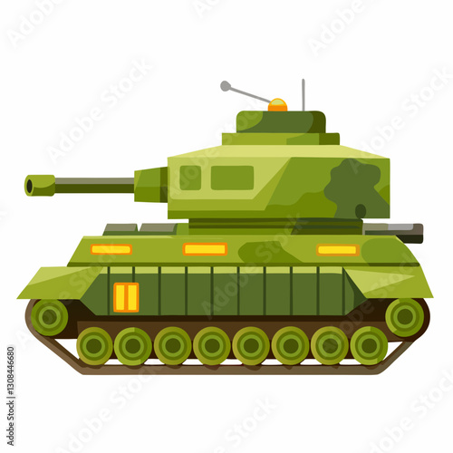 Принти на полотні A Detailed Illustration of a Military Tank in Green Camouflage
