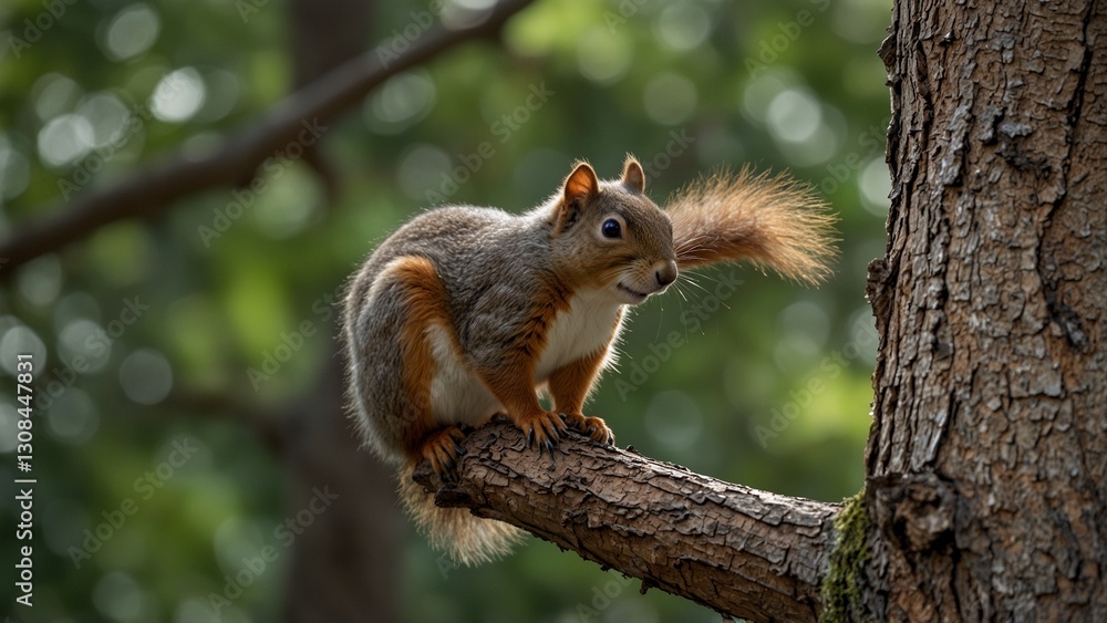 A curious squirrel, perched on a tree branch, nibbling on an acorn while watching the world below. A curious squirrel, perched on a tree branch, nibbling on an acorn while watching the world below.