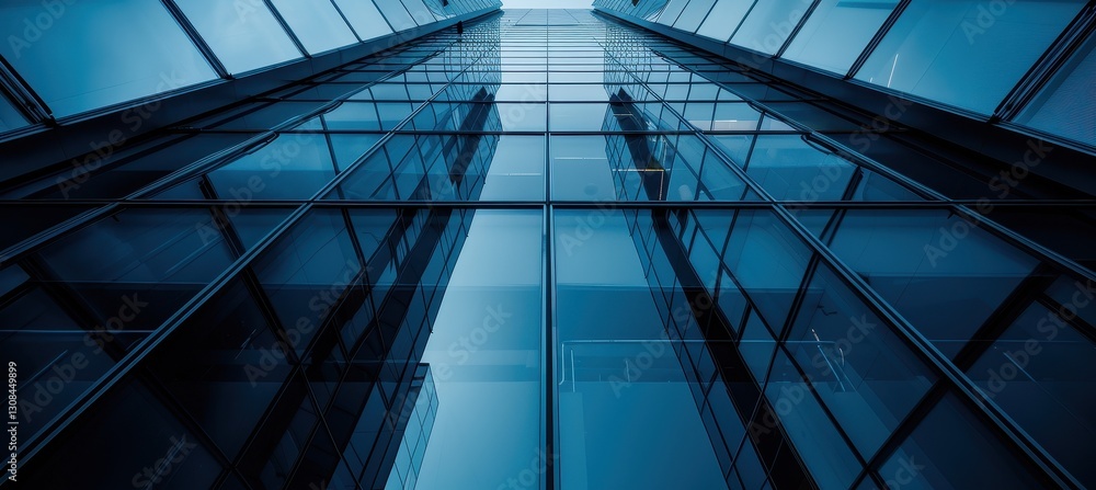 Obraz premium Modern Skyscraper Facade in Deep Blues
