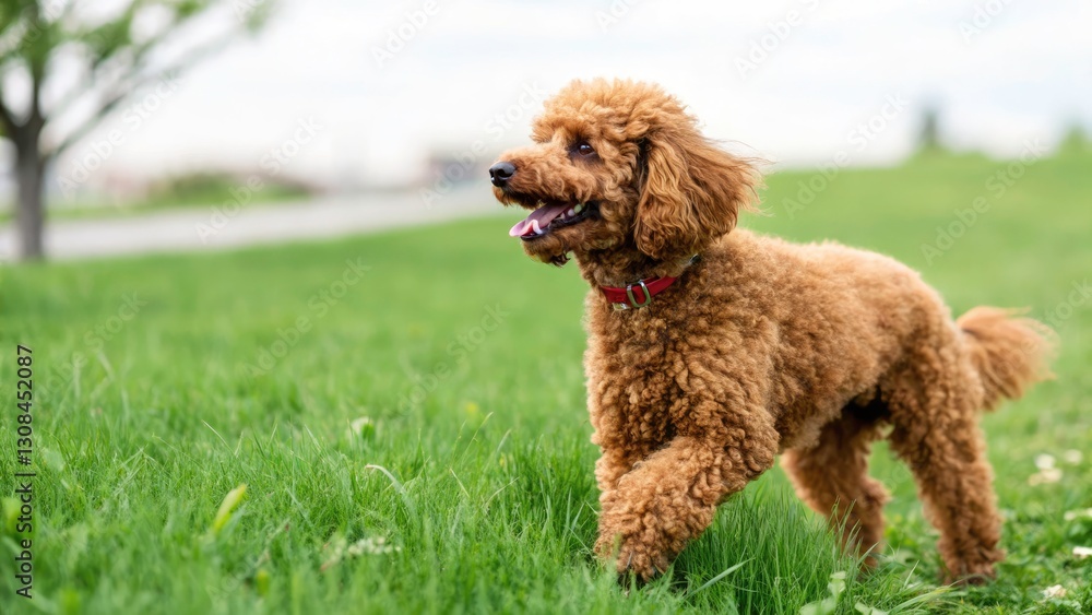 Miniature Red Poodle Green Lawn Collage Minimalist Photography - Cute Puppy Pet Photo Miniature Red Poodle Green Lawn Collage Minimalist Photography - Cute Puppy Pet Photo