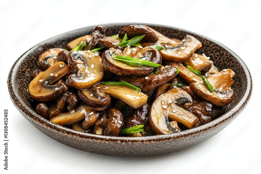 Stir-fried Chinese mushrooms isolated on white background Stir-fried Chinese mushrooms isolated on white background
