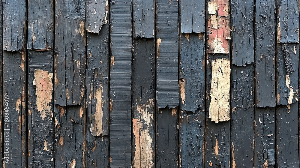 Rustic wooden wall with peeling paint that reveals a beautifully aged surface in a cozy setting Rustic wooden wall with peeling paint that reveals a beautifully aged surface in a cozy setting