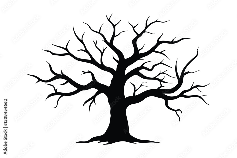 Fototapeta premium Silhouette art illustration of a dead tree with jagged and twisted branches.eps