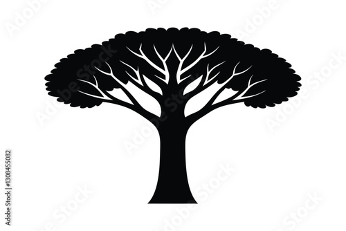 Silhouette art illustration of a mighty baobab tree.eps
