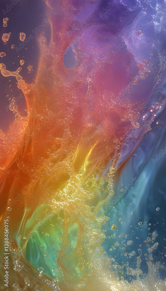 Naklejka premium Water Splashing with Rainbow Colors