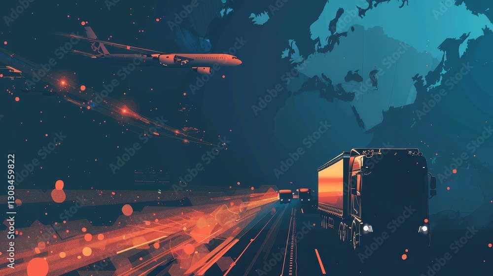 Global Transportation Network - Art Illustration