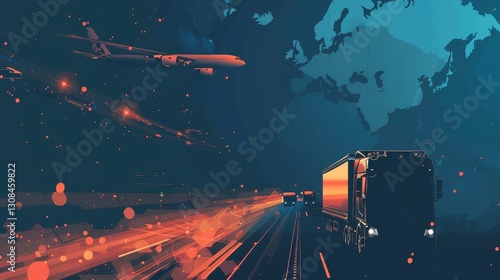 Obraz na płótnie Global Transportation Network - Art Illustration w salonie
