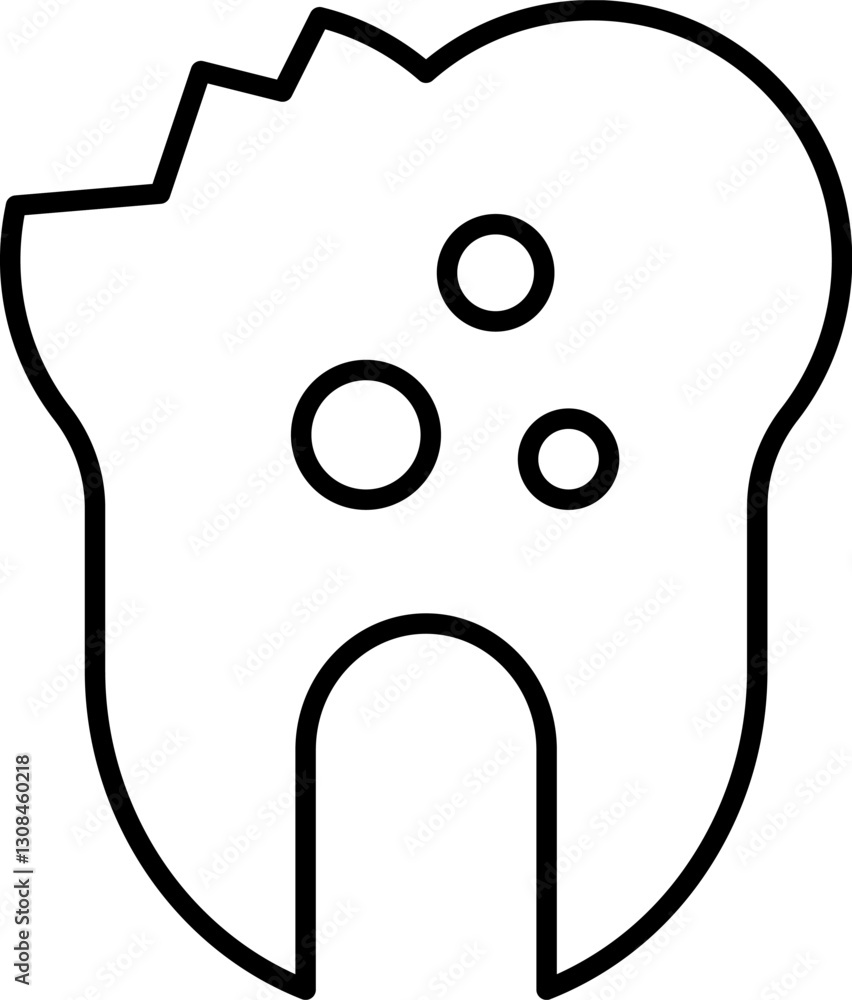 Obraz premium Tooth Illness Outline Picture for Graphic and Web Design, Apps, Adverts, Various Cards