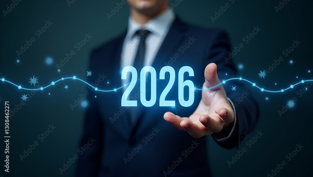 Fototapeta premium Flat Business professional interacting with a timeline hologram for the years 2026 2026 concept as Planning future business strategies with futuristic timeline tools in Simple flat cute vector illust