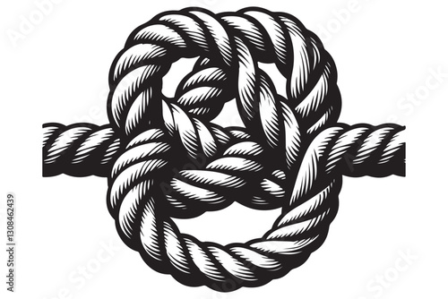 Secure rope knot tying illustration for nautical and marine applications