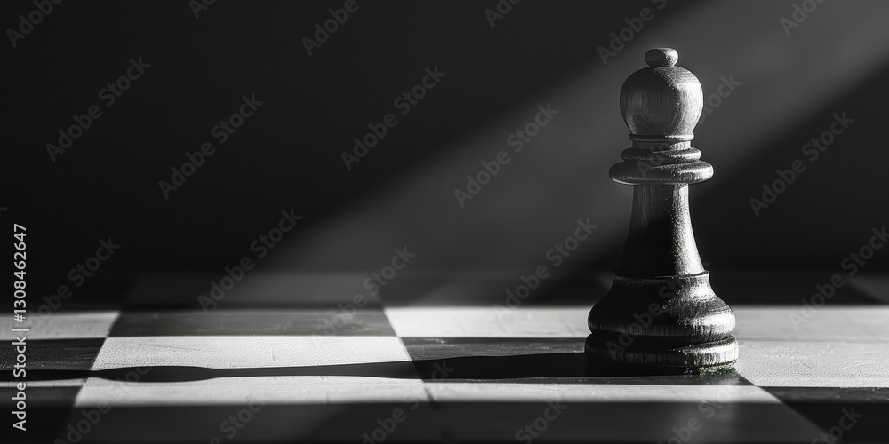Black Chess Piece Under Spotlight