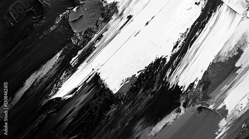 A bold abstract composition with sharp contrasts, intricate textures, and sweeping black-and-white strokes for a dynamic visual