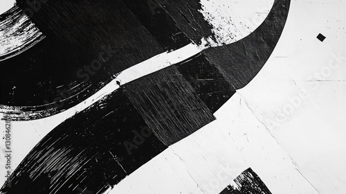 A bold abstract composition with sharp contrasts, intricate textures, and sweeping black-and-white strokes for a dynamic visual